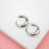 18K Rhodium Filled Huggies Earrings (Style A)