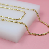 18K Gold Filled Rounded Figaro Inspired Box Chain (F264A) (I35)
