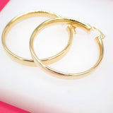 18K Gold Filled 6mm Thin Lever Back Hoop Earrings (J35)