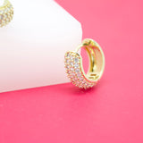 18K Gold Filled Rounded Huggies With Micro CZ Stones