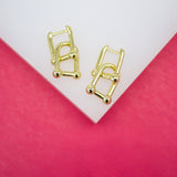 18K Gold Filled Designed Dangle Link Earring Huggies (K227)