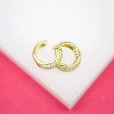 18K Gold Filled Rounded Huggies With Micro CZ Stones
