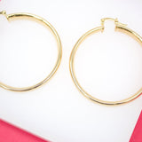 18K Gold Filled 6mm Thin Lever Back Hoop Earrings (J35)