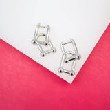 18K Gold Filled Designed Dangle Link Earring Huggies (K227)