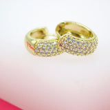 18K Gold Filled Rounded Huggies With Micro CZ Stones