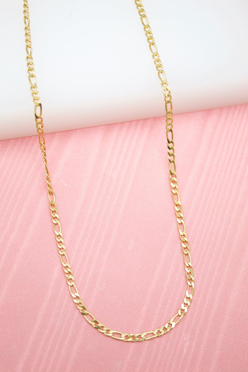 18K Gold Filled 2mm Link Figaro Chain (H127-128)