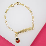 Gold Filled Dangle Lady Bug Charm Bracelet With Plate (XX15)