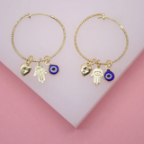 18K Gold Filled Evil Eye Hoop Dangle Earrings | Dainty Evil Eye Earrings