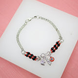18K Gold Filled Azabache Chain Bracelet With Elephant, Evil Eye, Protection Charm (I88)