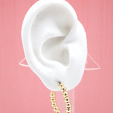 18K Gold Filled Round Golden Beaded Open Hoop Stud Earrings (K59)