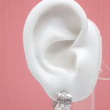 18K Rhodium Filled Cracked Huggies Earrings (Style B)