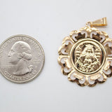 18K Gold Filled Saint Barbara Round Pendant (A98)