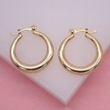 18K Gold Filled Slim Thick Hoop Earrings (J102)
