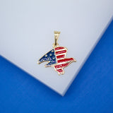 18k Gold Filled American Flag Eagle Shaped Pendant