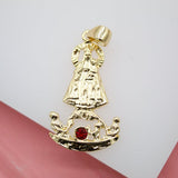 18K Gold Filled Virgin Mary Saint Mary Cubic Zirconia Red Stone