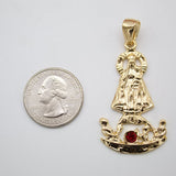 18K Gold Filled Virgin Mary Saint Mary Cubic Zirconia Red Stone