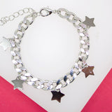 7mm Cuban Curb Chain Bracelet With Star Charms (I251)