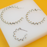 18K Rhodium Filled Thick Spiral Hoops Lever Back Earrings (J242-244)