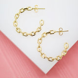 18K Gold Filled Paper Clip Open Hoop Earrings (K165)(K168)(K211)(K235)