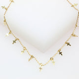 Gold Cross Dangle Choker Necklace (G59)