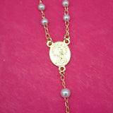 18K Gold Filled Caridad Del Cobre Rosary With Pearls And Simple Cross Charm