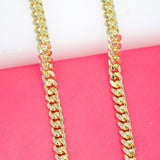 18K Gold Filled 7mm Thick Curb Cuban Chain With CZ Clasp