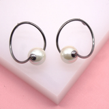 18k Gold Filled Pearl Earrings | Gold Pearl Hoops (J263)