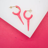 18K Gold Filled Enamel Slim Spikey Spike Stud Earrings (K259)