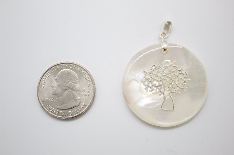 18K Gold Filled Tree Of Life Madre Pearl