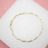 18K Gold Filled 4mm Paper Clip Link Bracelet (I353)