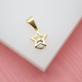Dainty Tiny Delicate Bezel CZ Star Charm Gold Filled with Cubic Zirconia