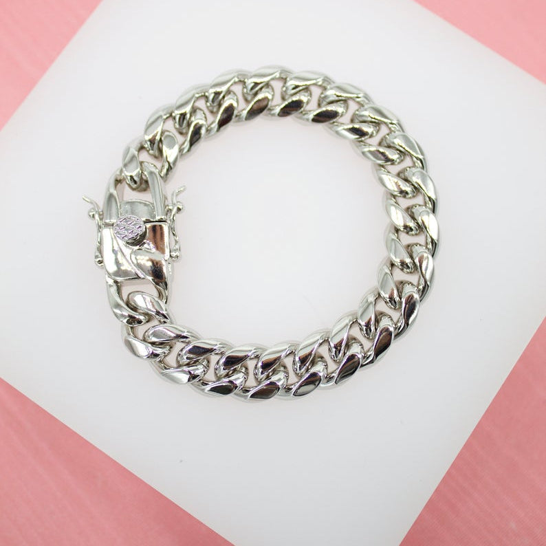 10mm Thick Curb Cuban Bracelet (I293-295/E270)