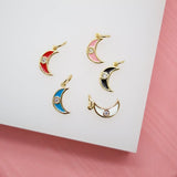 18K Gold Filled Enamel Moon Pendant