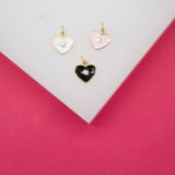 18K Gold Filled Heart Pendant Charm With CZ Stone