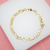 18K Gold Filled Figaro 5mm Link Chain Bracelet (I259)