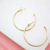 18K Gold Filled Slim Open Hoop Stud Earrings (J81)