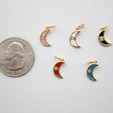18K Gold Filled Enamel Moon Pendant
