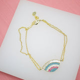 18K Gold Filled Lucky Protection Bracelet With Clear CZ Stones (I114)