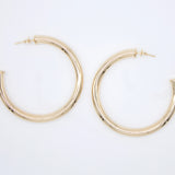 18K Gold Filled 4mm Open Stud Hoops Earrings (J53)