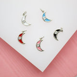 18K Gold Filled Enamel Moon Pendant