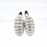 18K Rhodium Filled Oval Layered Pave Huggies (L274)