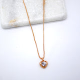 18K Rose Gold Filled Round Cubic Zirconia Stone With Heart outline