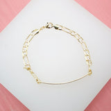 Customizable Tag Plate Bracelet With Figaro 4mm Link Chain (XX7)