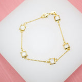 Square CZ Cubic Zirconia Stone Bracelet (I166)