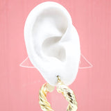 18K Gold Filled Thick Twisted Hoops French Hook Lever Back Hoop (K37)