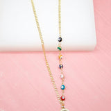 18K Gold Filled Evil Eye Pendant Curb Chain Necklace (G185)