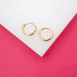 18K Gold Filled Wide Huggies Earrings (L238)
