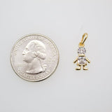18K Gold Filled CZ Stone Pendant Boy & Girl