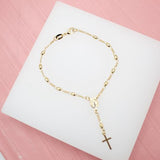 Gold Filled Cross and Virgin Mary Charm Bracelet (I52A)