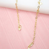 18K Gold Filled Round Cable Clip Chain Necklace With Star, Moon, Heart Charms (G66)